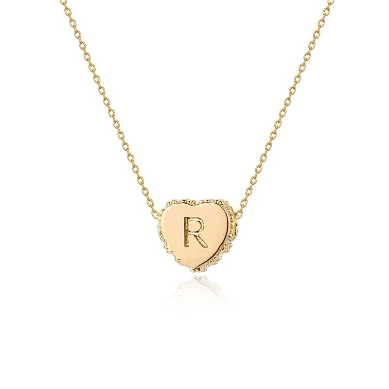 Fettero Tiny Gold Initial Heart Necklace-14K Gold Plated Handmade Dainty Personalized Letter Heart Choker Necklace For Women Necklace Jewelry - Image 1